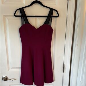 Burgundy Dress with Black Straps